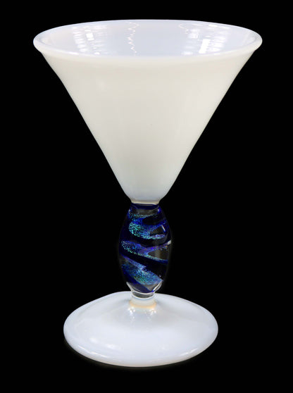 Jade White Martini Glass with Dichro Stem by Phil Sundling