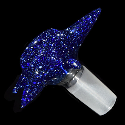 14 mm Speckled Dark Blue Slide by VOJ Glass