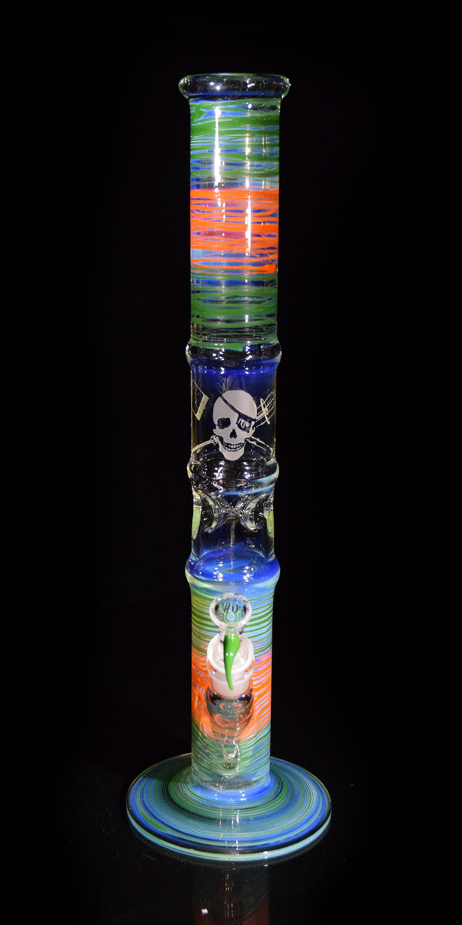 Old School Style Bong with Colored Wrap Bands by Phil Sundling 