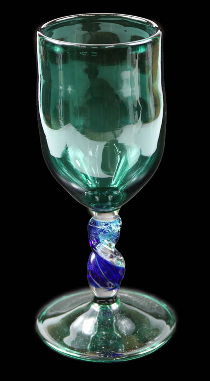 Lake Green Goblet with Dichro Stem by Phil Sundling