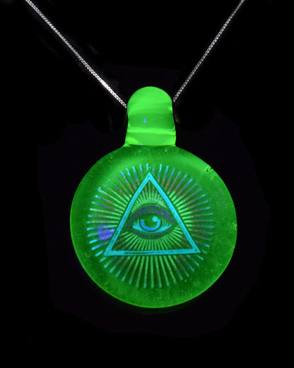Glow Illuminati "Eye of Providence" Pendant by Berzerker (under UV light)