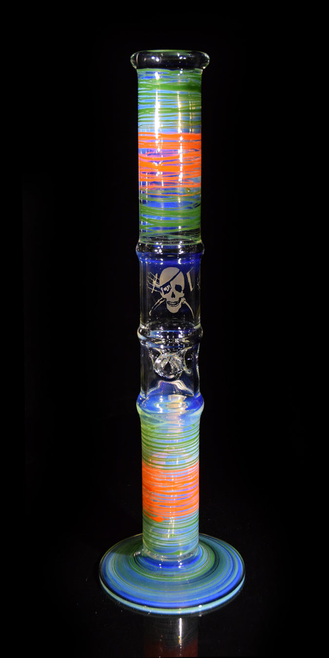 Old School Style Bong with Colored Wrap Bands by Phil Sundling 