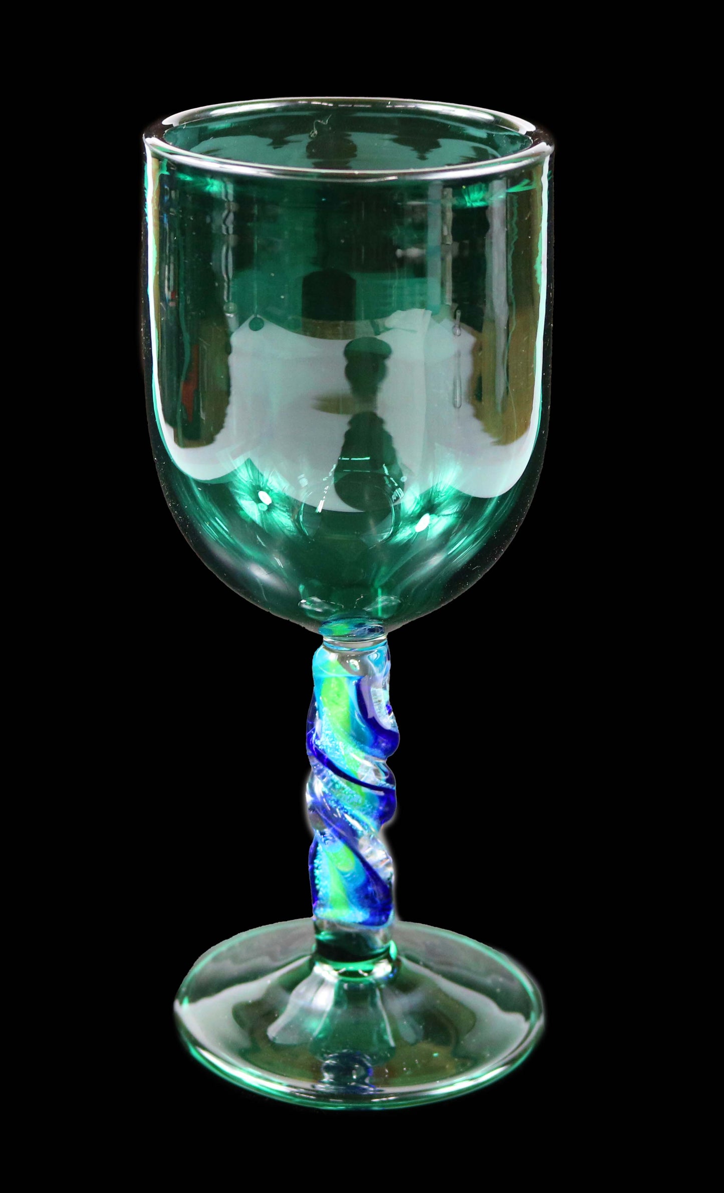 Lake Green Goblet with Dichro Stem by Phil Sundling
