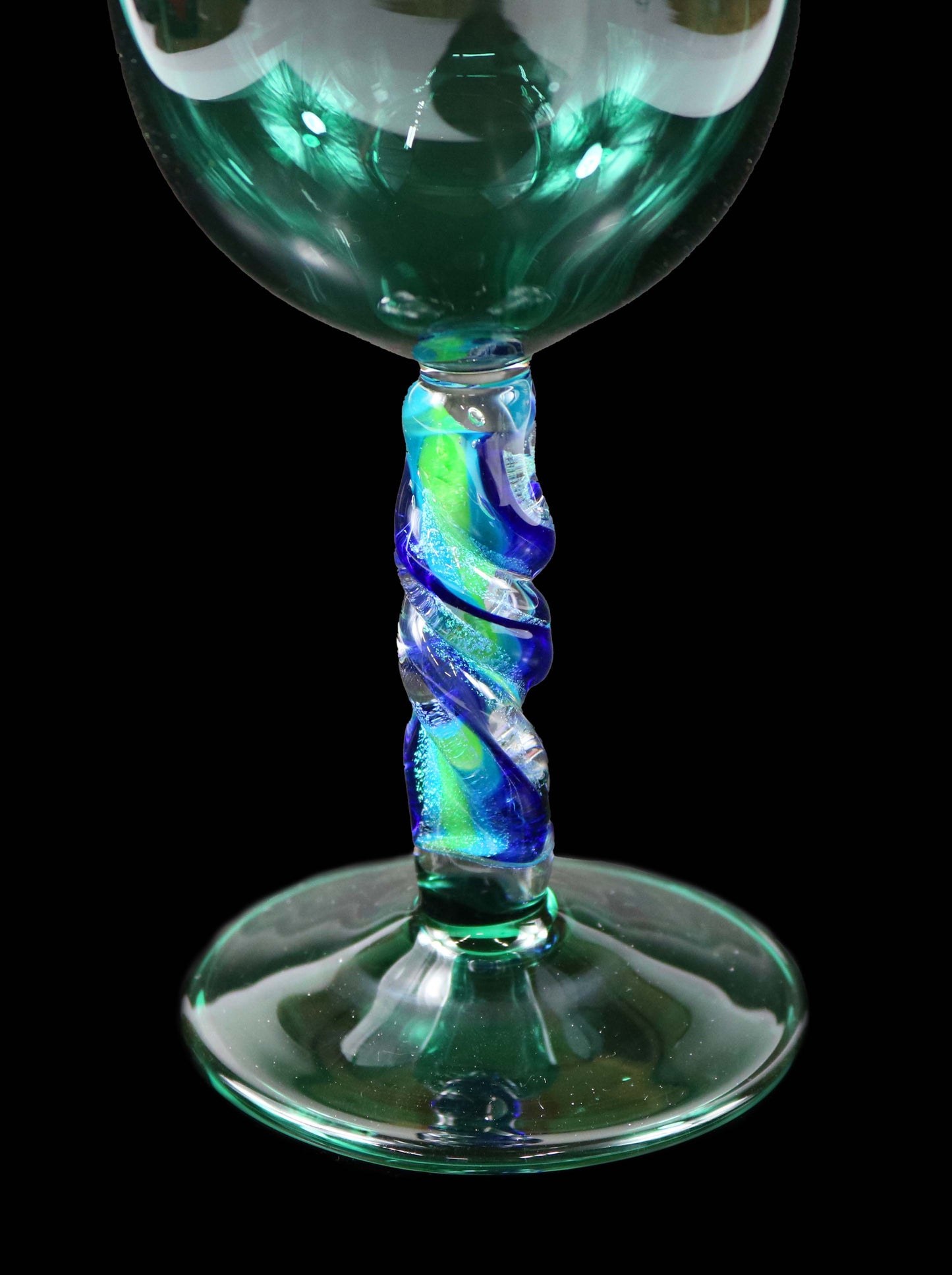 Lake Green Goblet with Dichro Stem by Phil Sundling