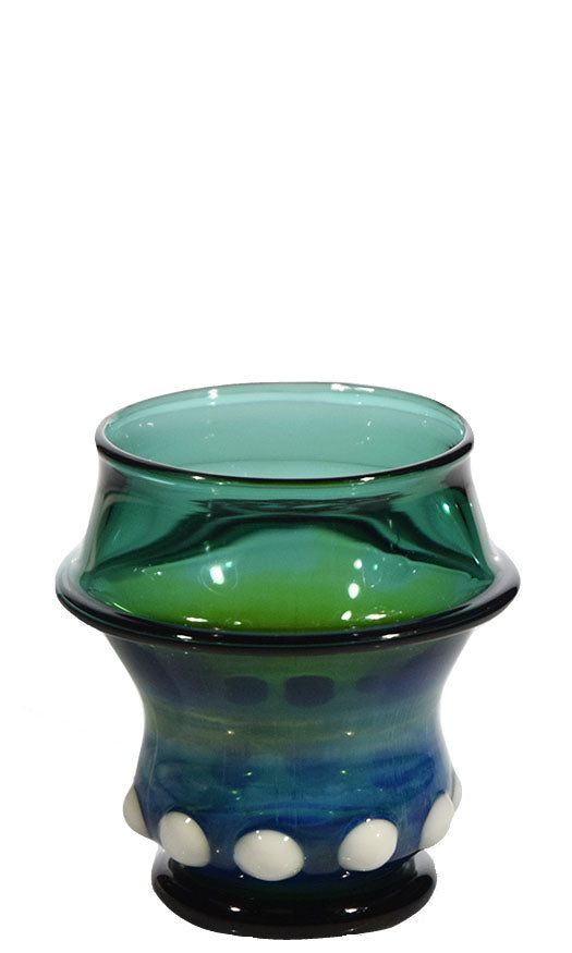 Blue Teal Scotch Glass with White Accents by Phil Sundling
