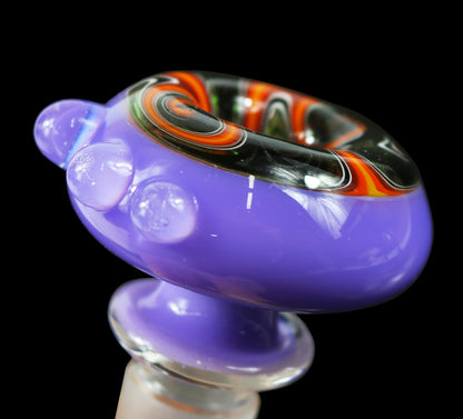 14mm Reversal Bowl Push Slide by Glass by Slick - Purple/Red/Orange/Black