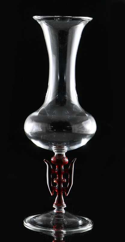 Clear Flower Vase with red and white stem by, Phil Sundling