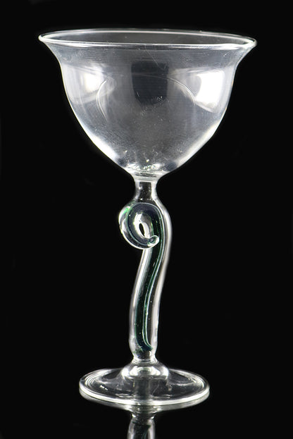Green Curved Stem Martini Glass by, Phil Sundling
