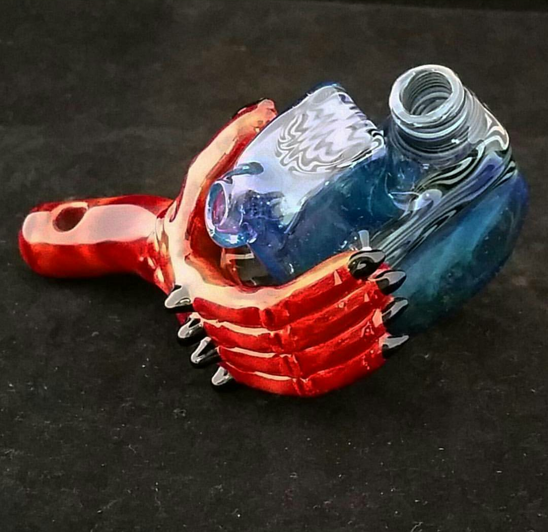 Devils Right Hand and Flask Pendant Dab Rig