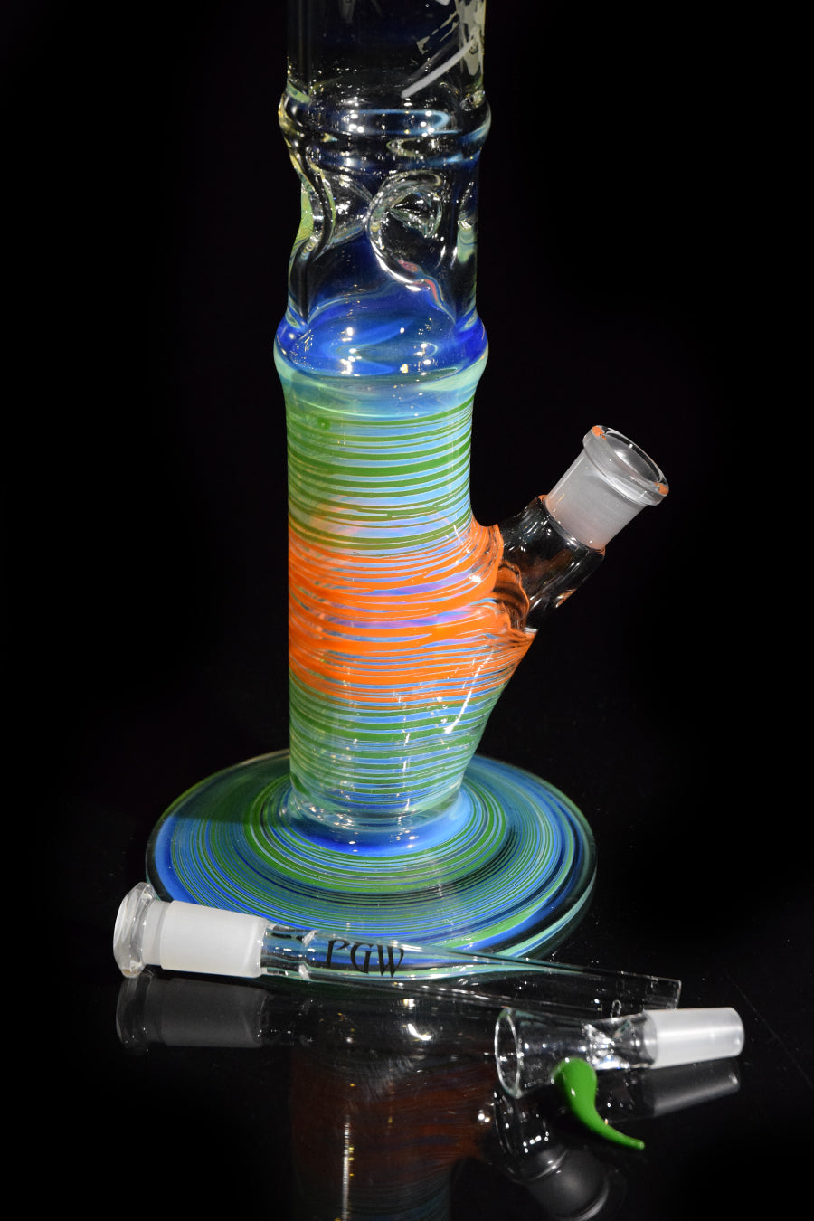 Old School Style Bong with Colored Wrap Bands by Phil Sundling 