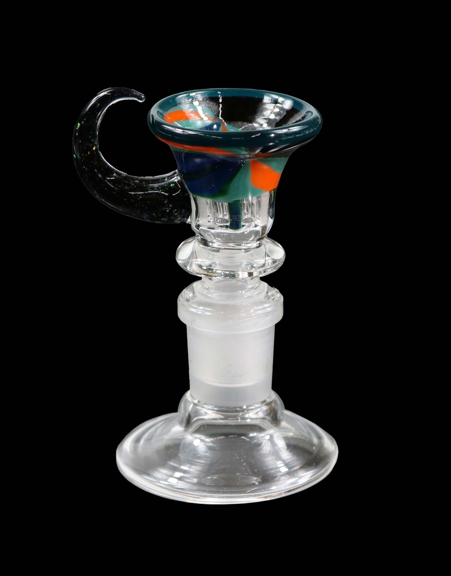 14mm Martini Bong Slide with built in screen from Glass by Slick - Teal/Orange/Blue