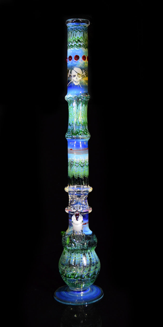 Tall Wrap & Rake Multi-colored Bong by Phil Sundling 