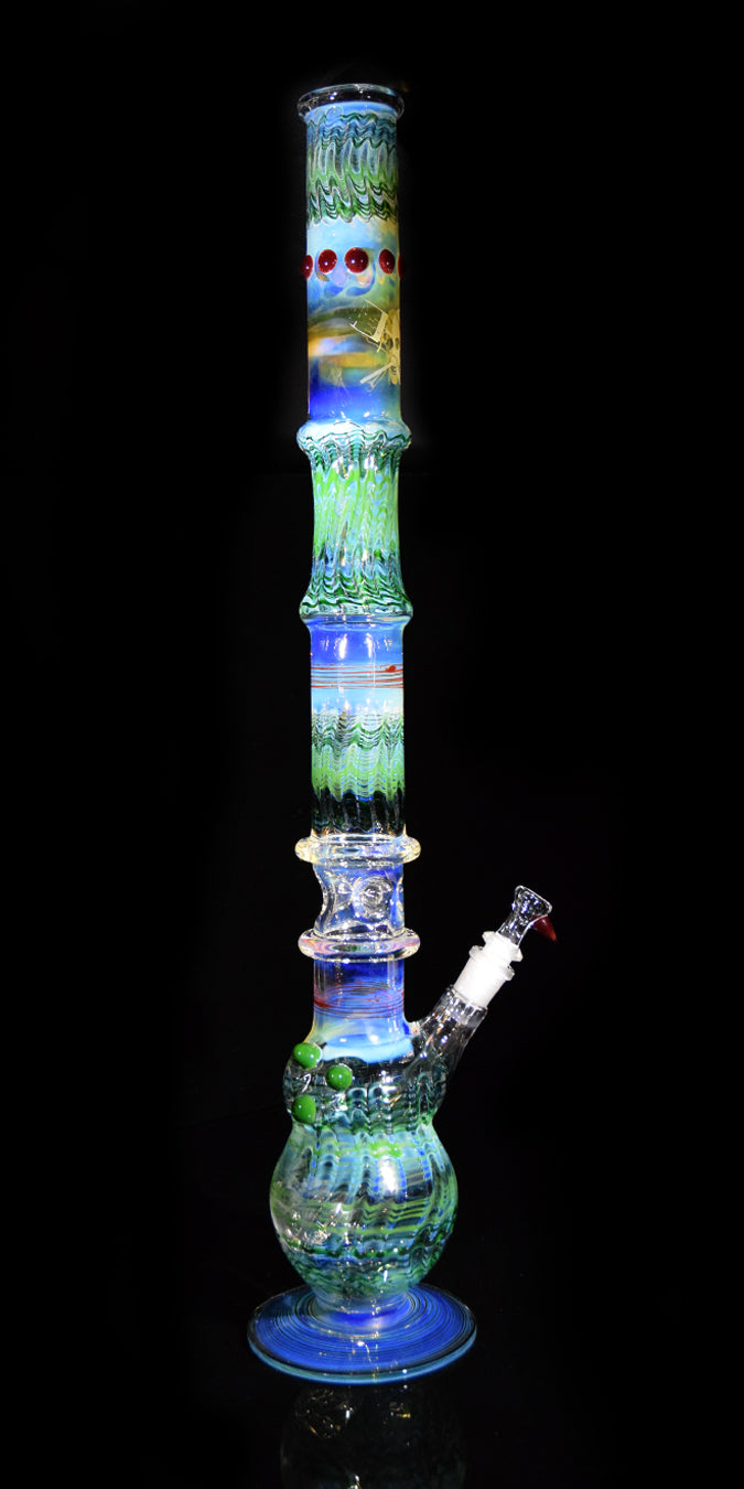 Tall Wrap & Rake Multi-colored Bong by Phil Sundling 