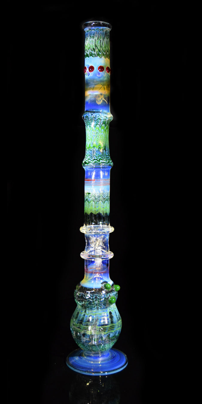 Tall Wrap & Rake Multi-colored Bong by Phil Sundling 