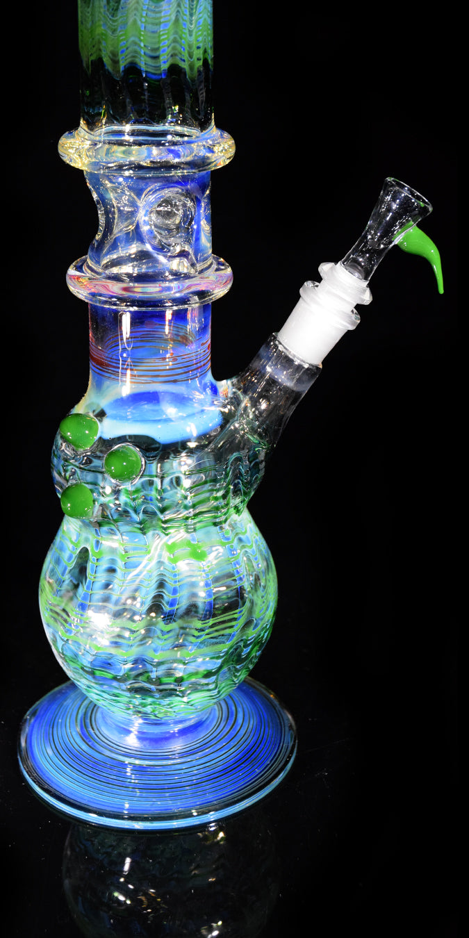 Tall Wrap & Rake Multi-colored Bong by Phil Sundling 