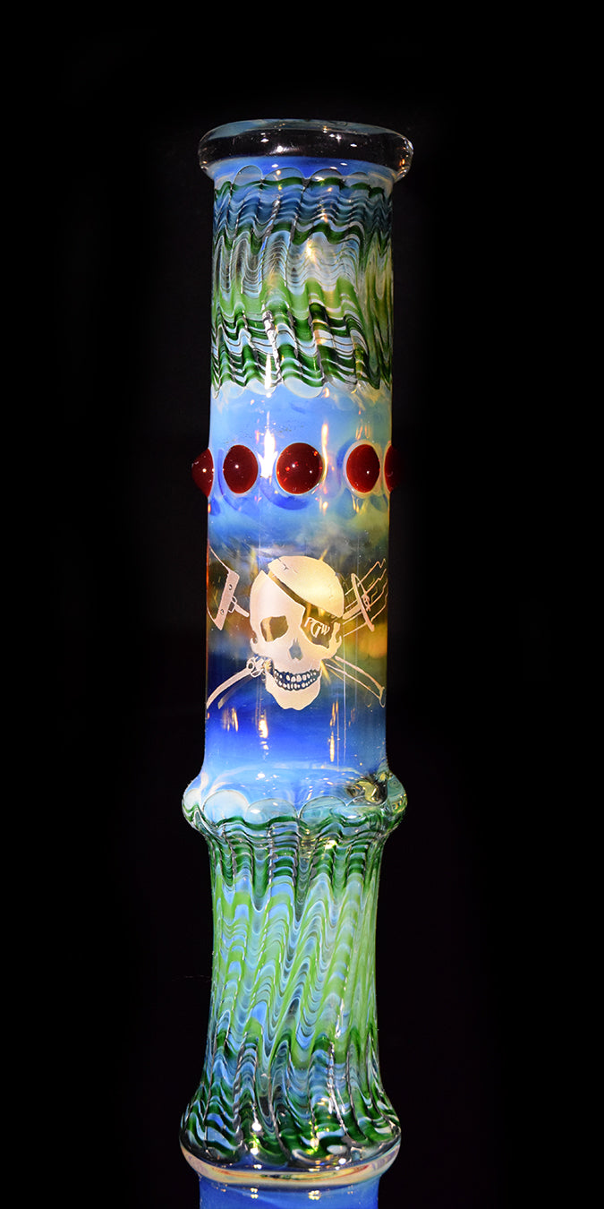 Tall Wrap & Rake Multi-colored Bong by Phil Sundling 