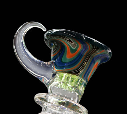 14mm Martini Bong Slide with built in colored screen from Glass by Slick - Teal/Orange/Grey