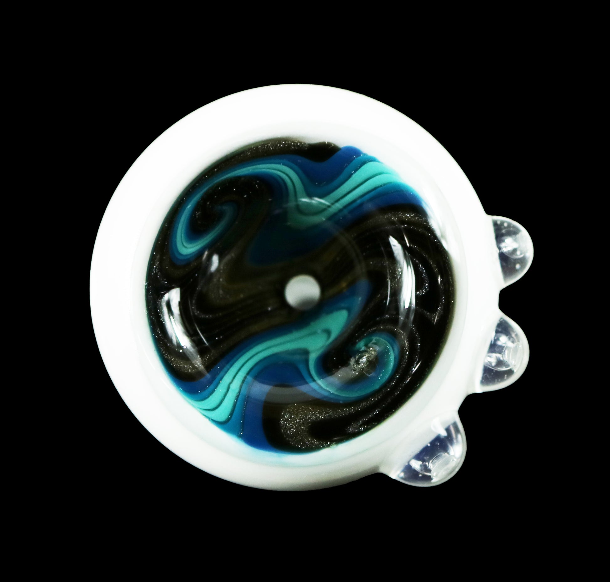 14mm Reversal Bowl Push Slide by Glass by Slick - White/Black/Teal/Blue/Silver Glitter
