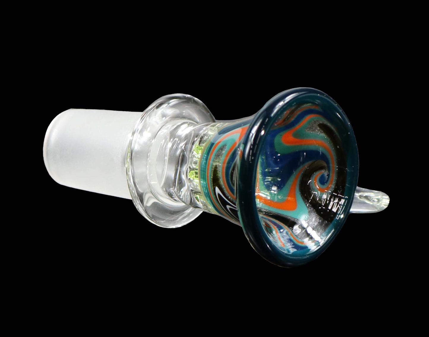 19mm Martini Bong Slide with built in colored screen from Glass by Slick - Teal/Orange/Grey
