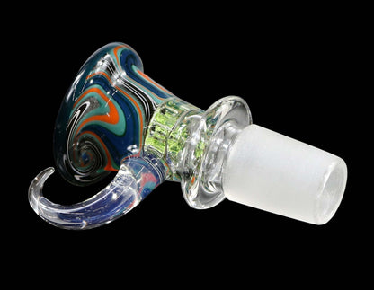 19mm Martini Bong Slide with built in colored screen from Glass by Slick - Teal/Orange/Grey