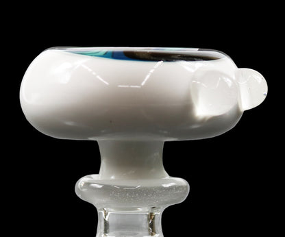 14mm Reversal Bowl Push Slide by Glass by Slick - White/Black/Teal/Blue/Silver Glitter