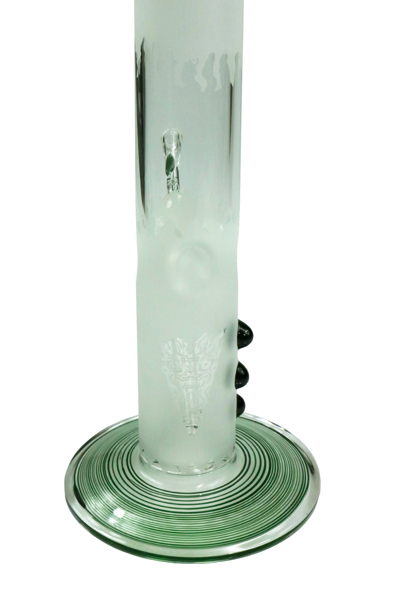 12'' Section Sandblasted Jolly Roger Water Bong with Green & Blue details by Phil Sundling
