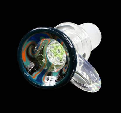 19mm Martini Bong Slide with built in colored screen from Glass by Slick - Teal/Orange/Grey