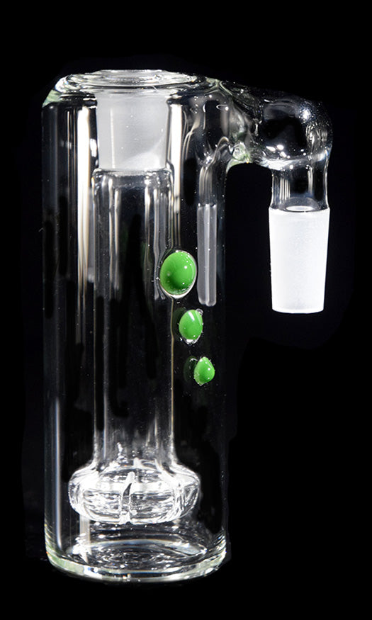 14mm Ash Catcher with green accents and 45 degree angled joint.