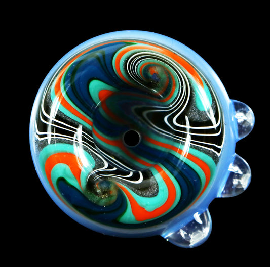 14mm Reversal Bowl Push Slide by Glass by Slick - Light Blue/Orange/Teal/Black/White/Silver Glitter