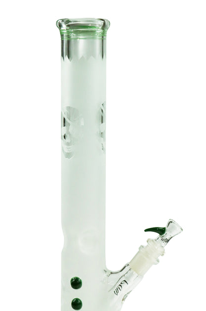 14'' Section Sandblasted Jolly Roger Water Bong with Green details by Phil Sundling