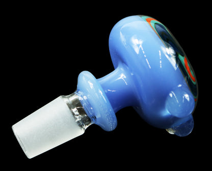 14mm Reversal Bowl Push Slide by Glass by Slick - Light Blue/Orange/Teal/Black/White/Silver Glitter