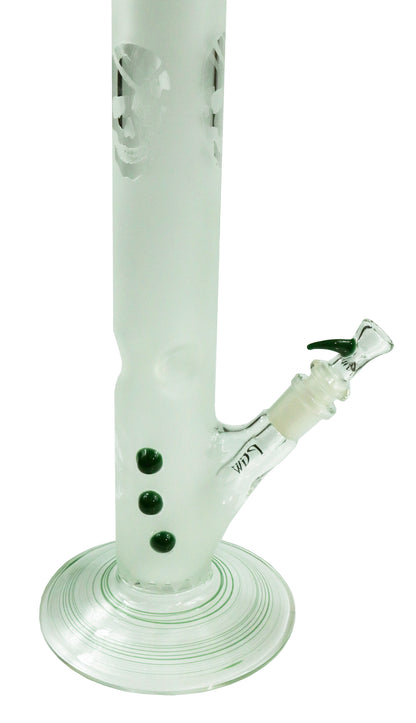 14'' Section Sandblasted Jolly Roger Water Bong with Green details by Phil Sundling