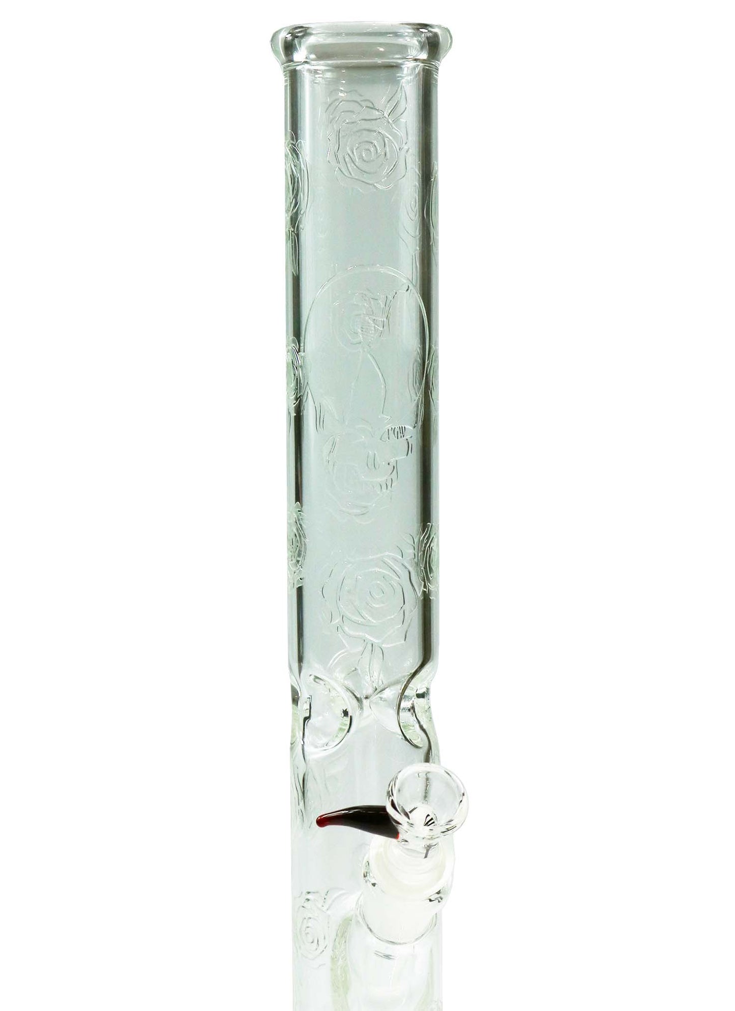 15'' Clear Rose & Skull Water Bong by Phil Sundling