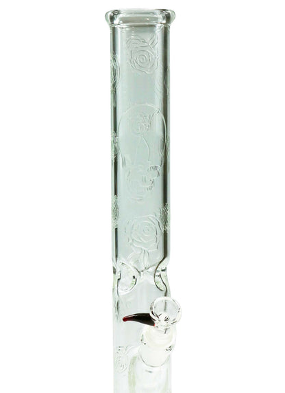 15'' Clear Rose & Skull Water Bong by Phil Sundling