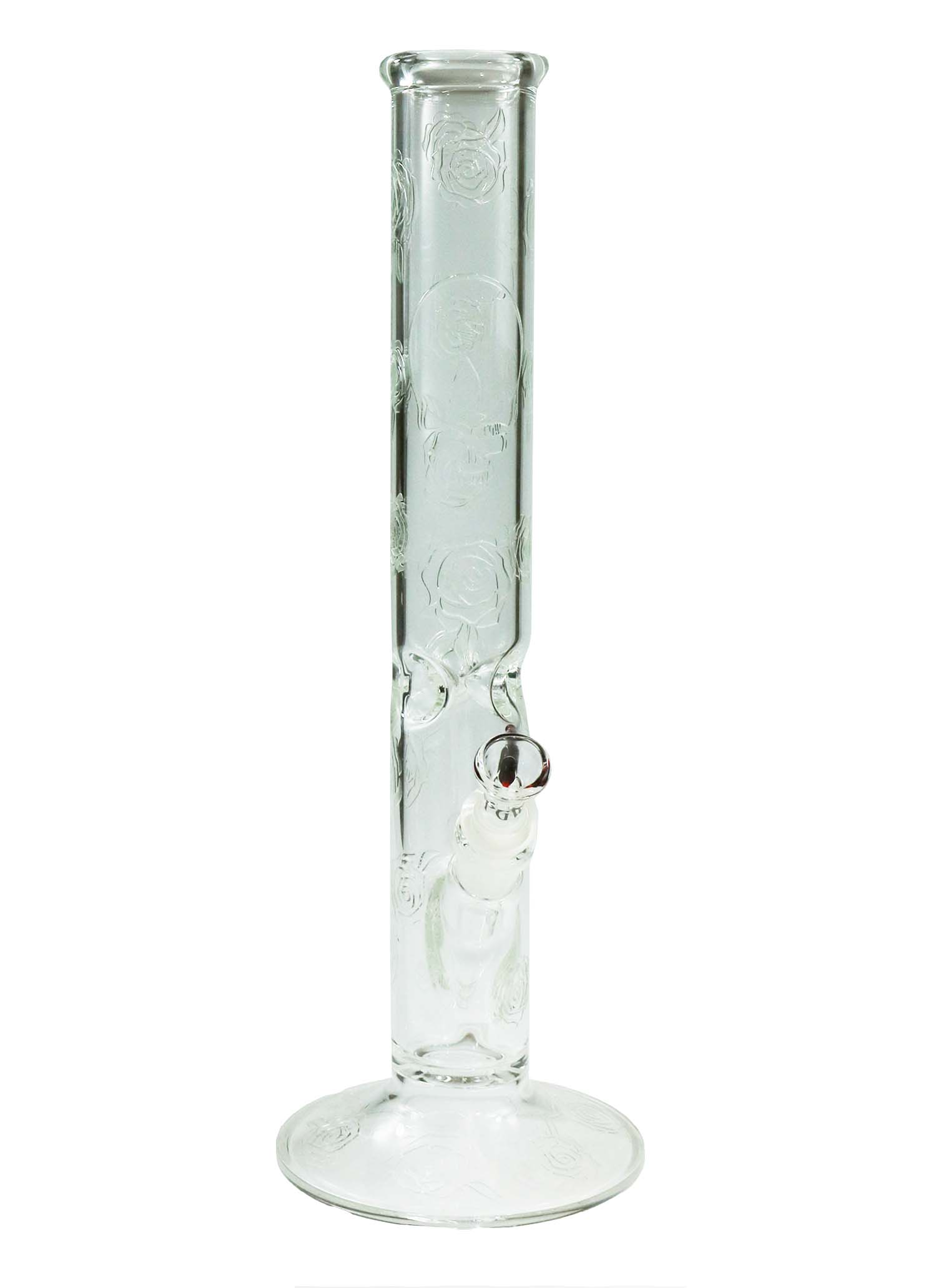 15'' Clear Rose & Skull Water Bong by Phil Sundling