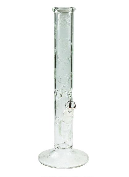 15'' Clear Rose & Skull Water Bong by Phil Sundling