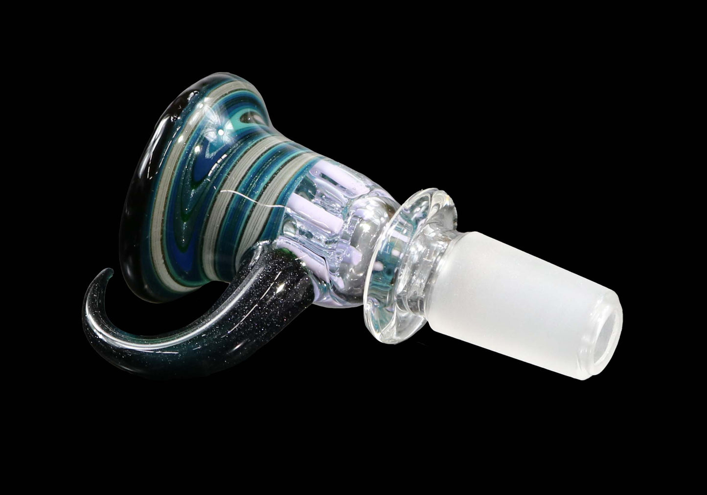 14mm Martini Bong Slide with built in screen from Glass by Slick - Blue/Green/Black