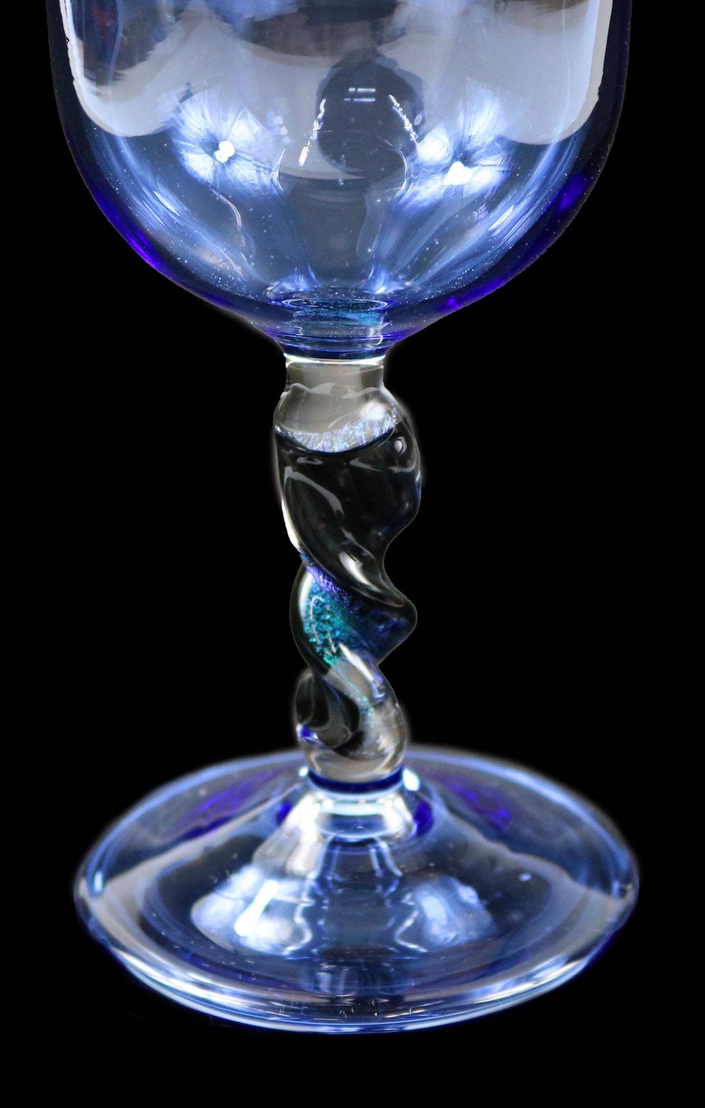 Light Blue Goblet with Dichro Stem by Phil Sundling