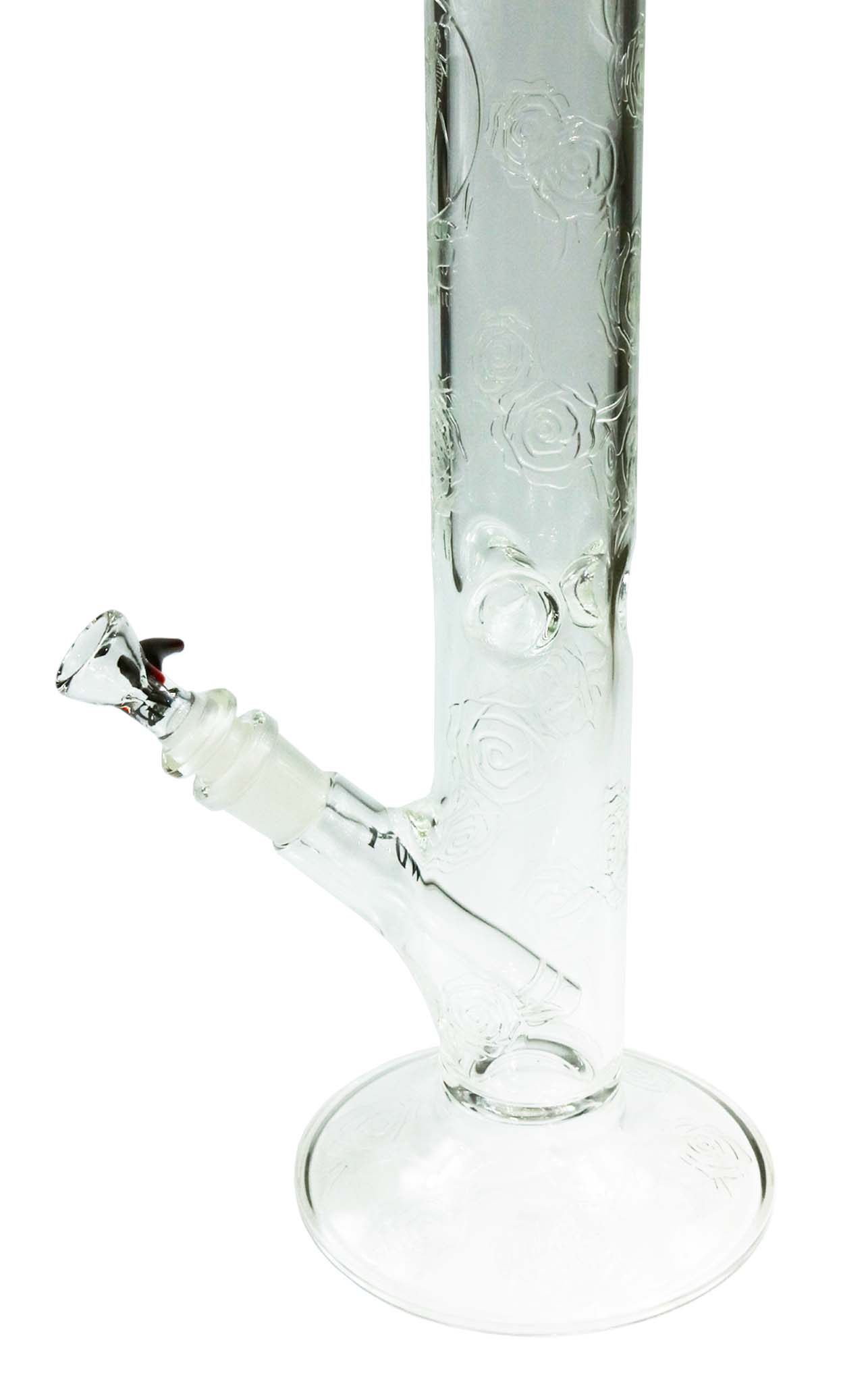 15'' Clear Rose & Skull Water Bong by Phil Sundling