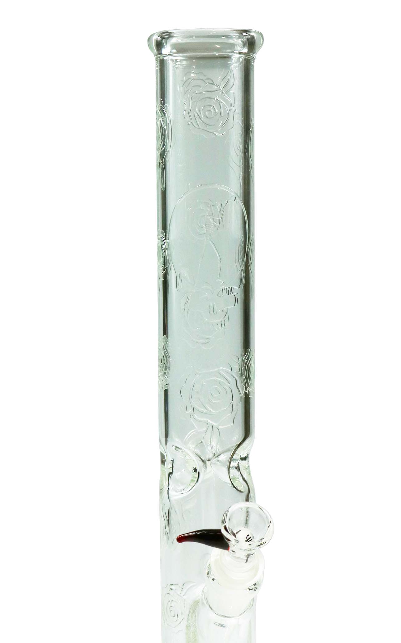 15'' Clear Rose & Skull Water Bong by Phil Sundling