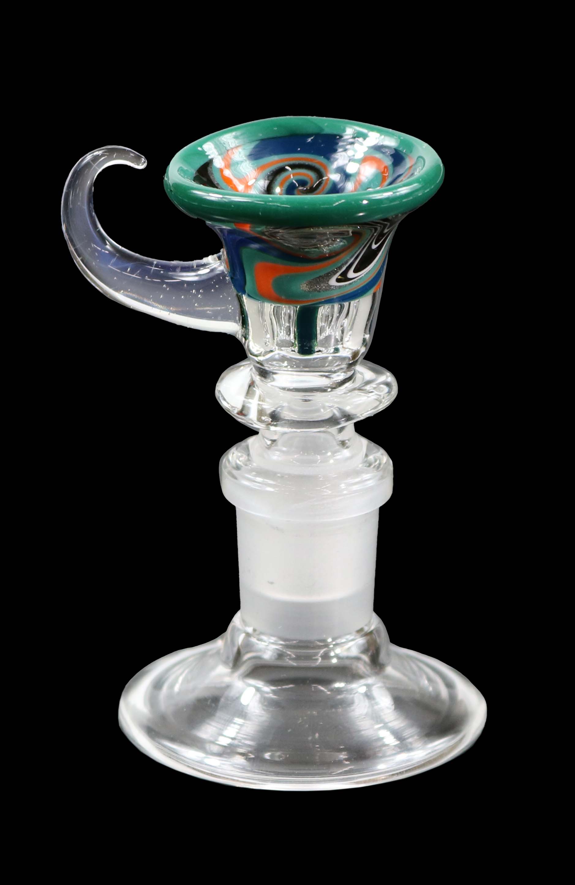 14mm Martini Bong Slide with built in colored screen from Glass by Slick - Teal/Orange/Blue