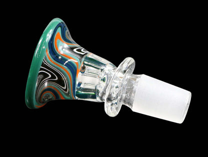 14mm Martini Bong Slide with built in colored screen from Glass by Slick - Teal/Orange/Blue