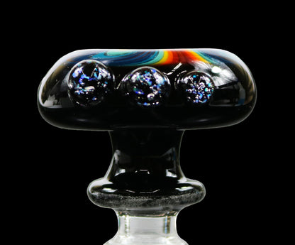 14mm Reversal Bowl Push Slide by Glass by Slick - Black/Rainbow/Reflective Glitter