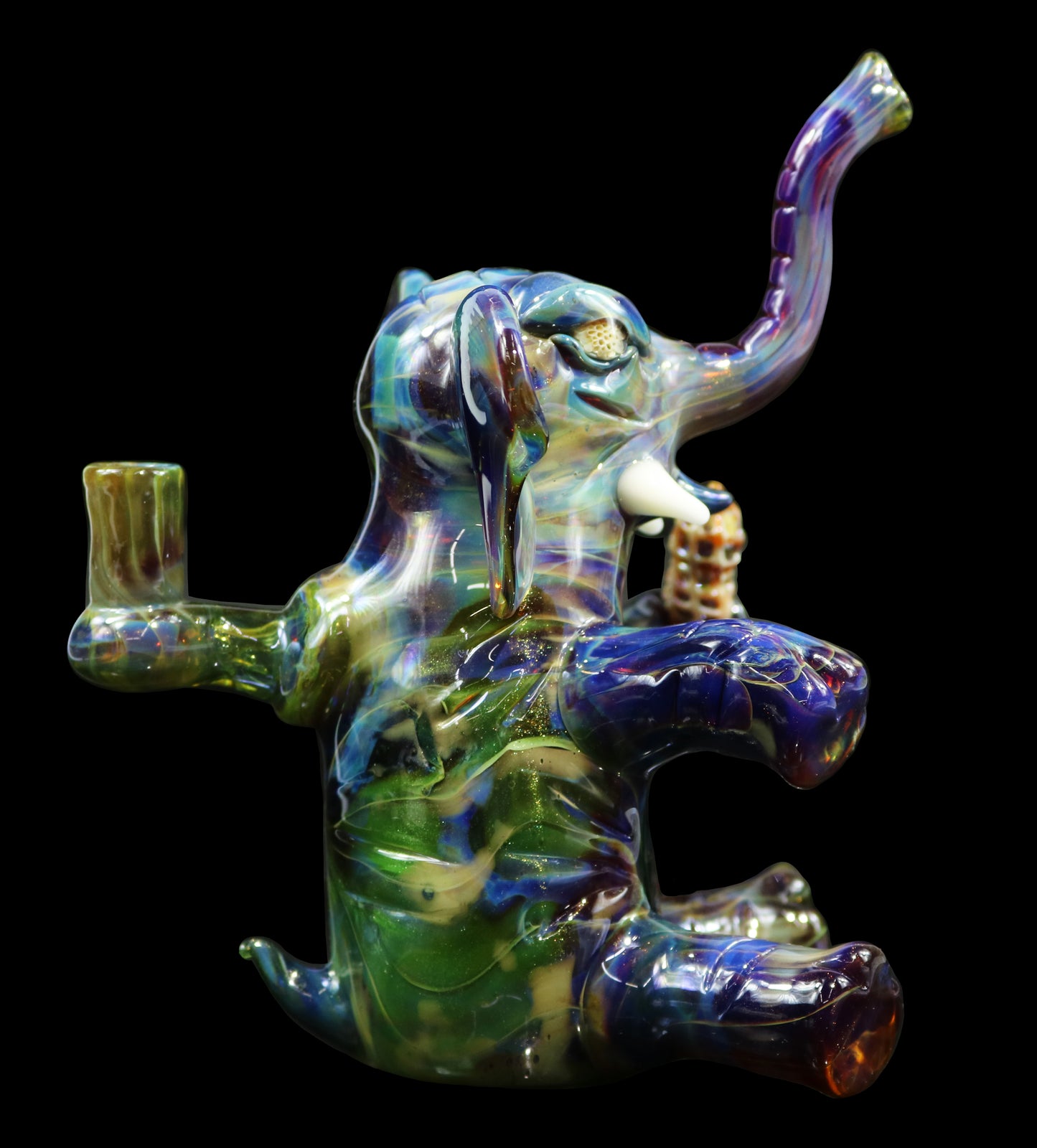 Errlephant Dab Rig - Amber Purple and Experimental Green by Phil Sundling