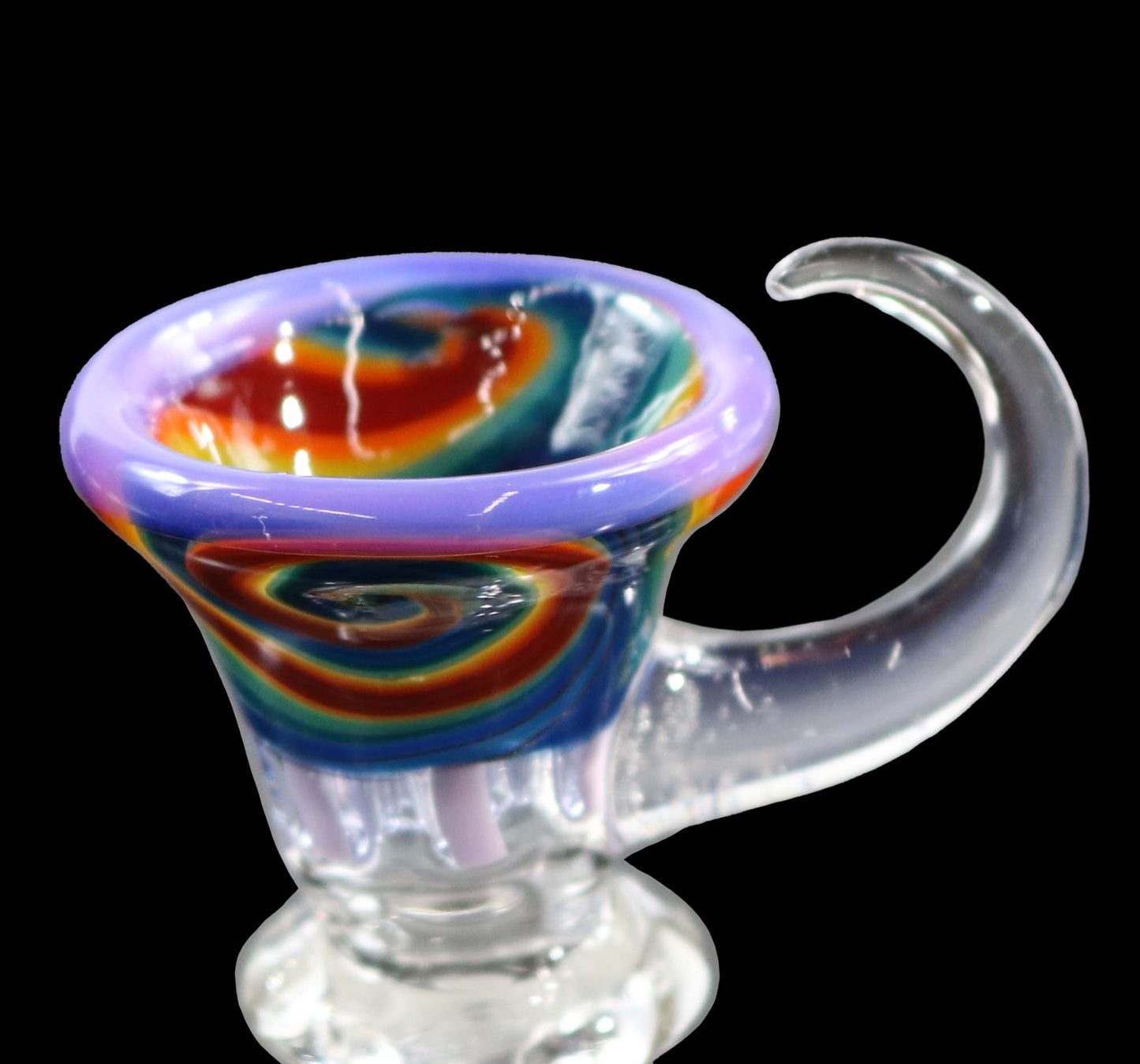 14mm Martini Bong Slide with built in colored screen from Glass by Slick - Rainbow w/ Purple