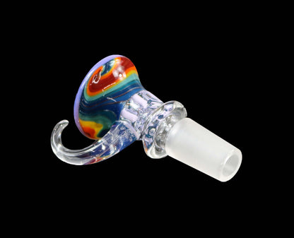 14mm Martini Bong Slide with built in colored screen from Glass by Slick - Rainbow w/ Purple