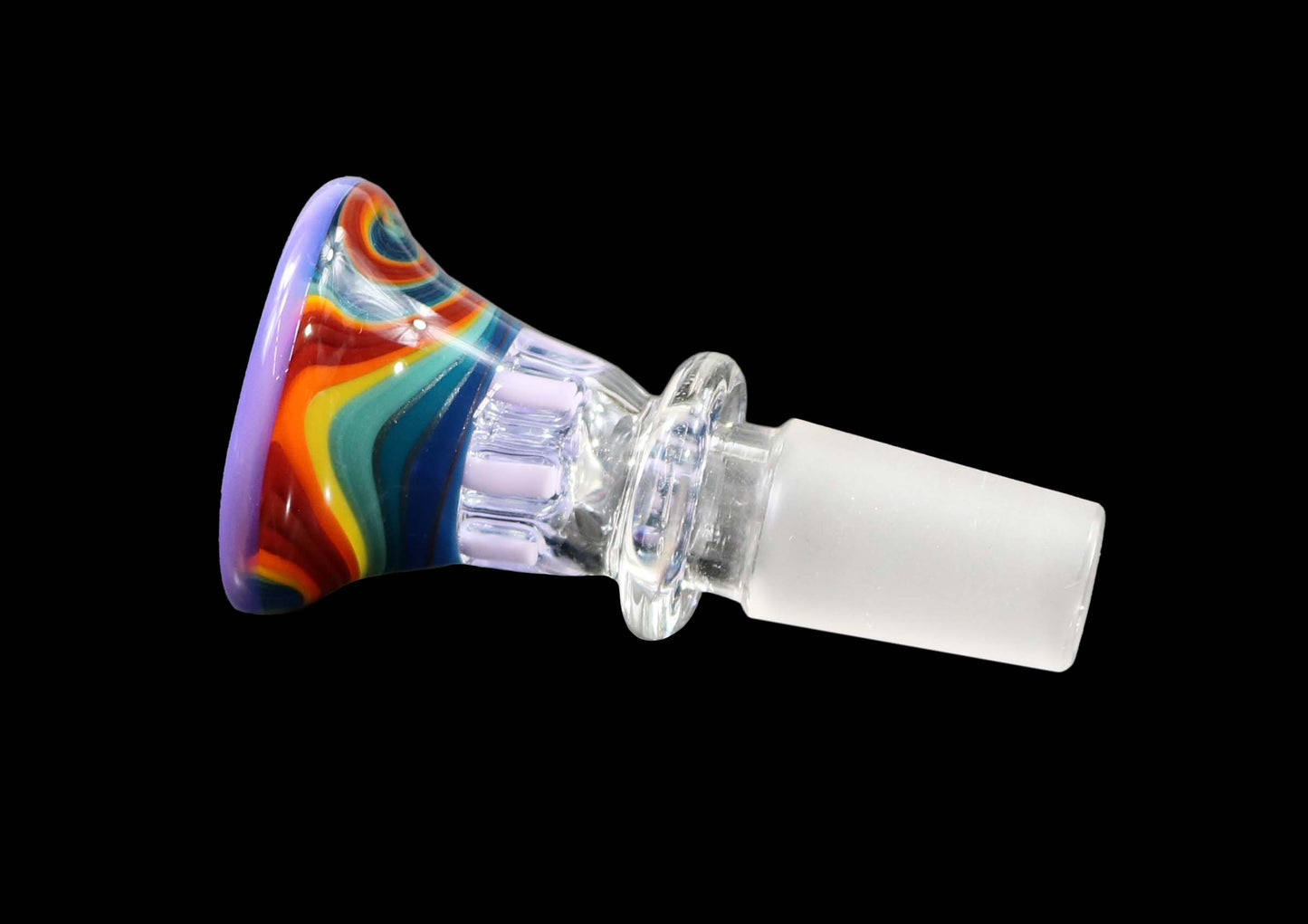 14mm Martini Bong Slide with built in colored screen from Glass by Slick - Rainbow w/ Purple