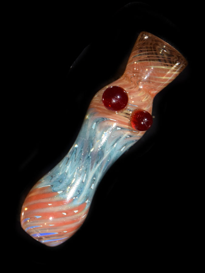 Wrap & Rake Bat by Cult Glass - Sparkle Teal/Transparent Red