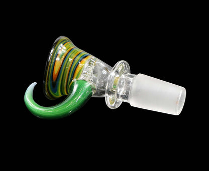 14mm Martini Bong Slide with built in screen from Glass by Slick - Green/Yellow/Orange