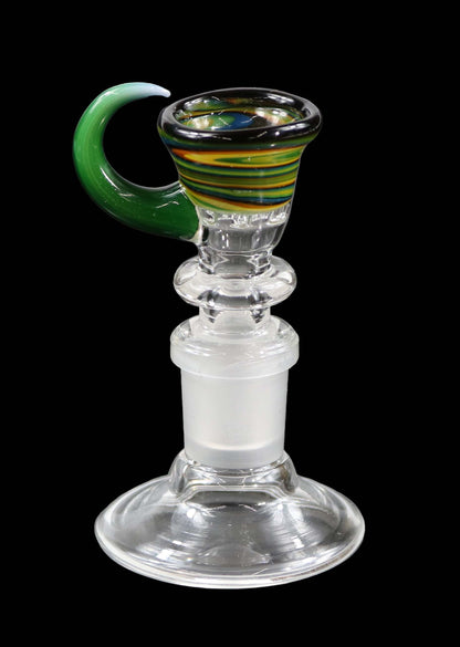 14mm Martini Bong Slide with built in screen from Glass by Slick - Green/Yellow/Orange